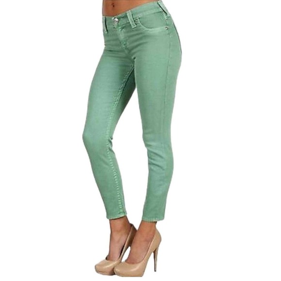 True Religion Women's Green Denim Skinny Leg Ankle Jeans Size 26 - Picture 1 of 5